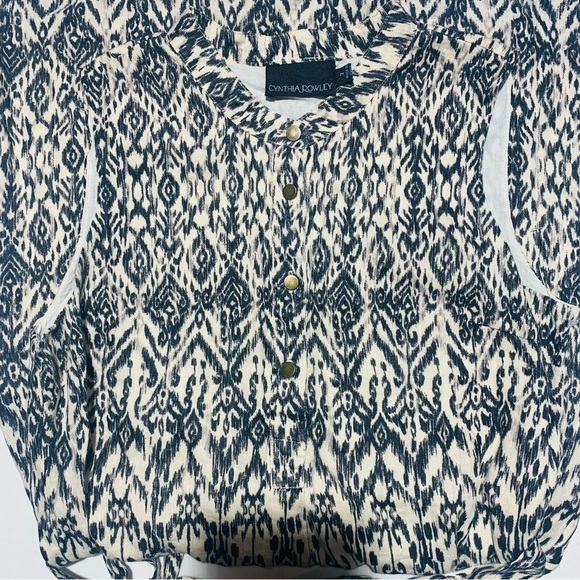 Navy and White Patterned Mini Dress - Picture 3 of 5